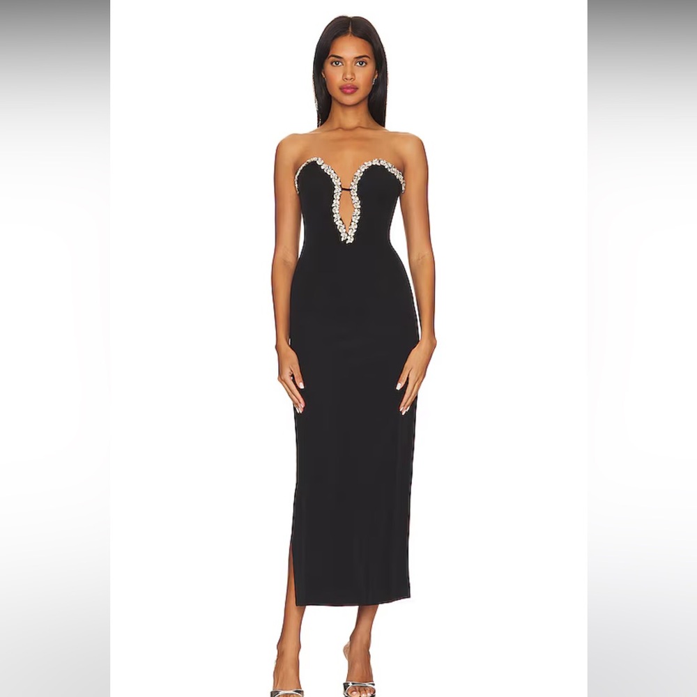 Bardot Eleni Diamante Midi Dress in Black